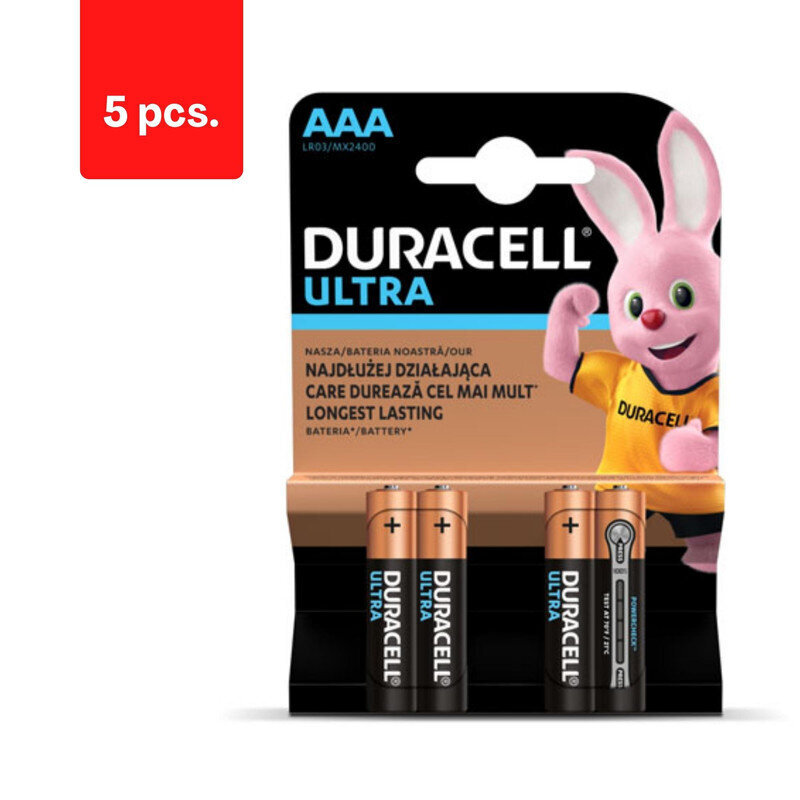 Patareid DURACELL Ultra AAA, 4 tk., pakis 5 tk. hind ja info | Patareid | kaup24.ee