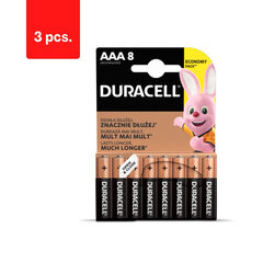 Patareid DURACELL AAA, LR03, 8 tk., pakis 3 tk. цена и информация | Батарейки | kaup24.ee