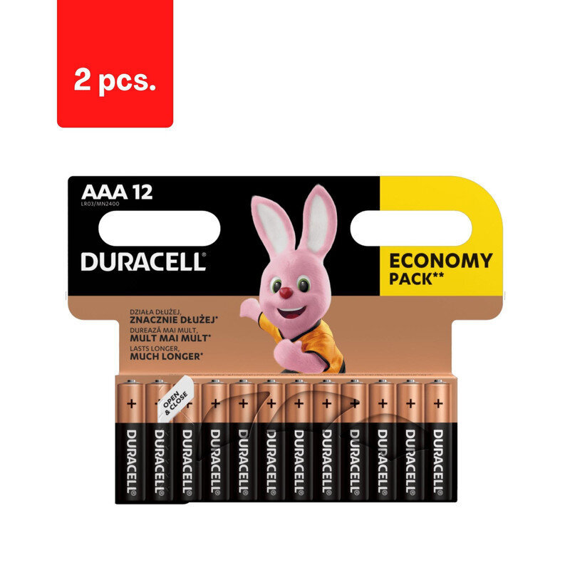 Patareid DURACELL AAA, LR03, 12 tk., pakis 2 tk. hind ja info | Patareid | kaup24.ee