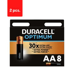Батарейки DURACELL Optimum, AA, 8 шт., в упаковке 2 шт. цена и информация | Батарейки | kaup24.ee