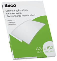 Ламинирующие конверты Ibico, А3, 303х426 мм, 100 мкм, глянцевые, 100 шт. цена и информация | Смягчает воду и защищает Вашу посудомоечную машину от извести. | kaup24.ee