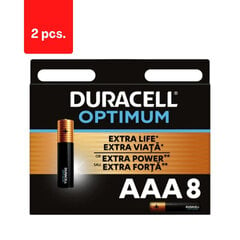 Батарейки DURACELL Optimum, AAA, 8 шт., в упаковке 2 шт. цена и информация | Батареи | kaup24.ee