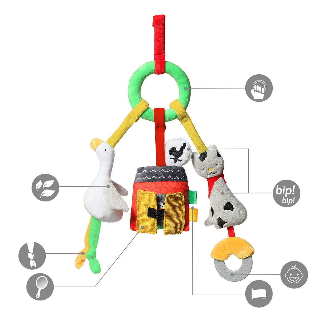 BabyOno jalutuskäru ripats, arendav mänguasi - ON THE FARM, 1488 hind ja info | Imikute mänguasjad | kaup24.ee