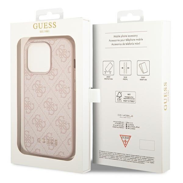 Guess GUHCP14XG4GFPI iPhone 14 Pro Max 6.7 "pink / pink hard 4G Metal Gold Logo hind ja info | Telefoni kaaned, ümbrised | kaup24.ee