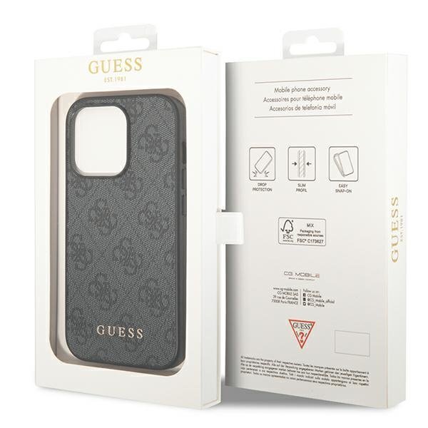 Guess GUHCP14XG4GFGR iPhone 14 Pro Max 6.7 "gray / gray hard 4G Metal Gold Logo цена и информация | Telefoni kaaned, ümbrised | kaup24.ee