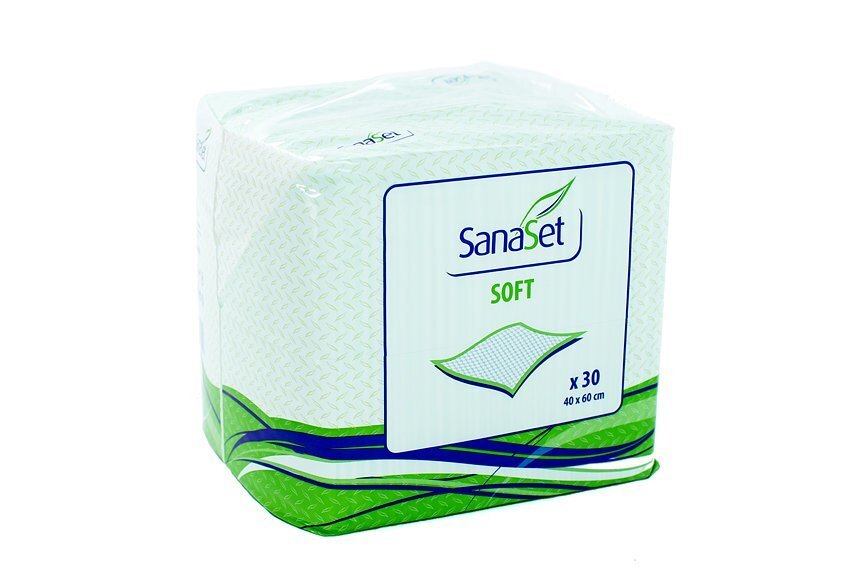 Ühekordsed mähkimislinad SanaSet Soft, 40x60 cm, 30 tk. цена и информация | Niisked salvrätikud | kaup24.ee