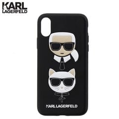 KLHCPXKICKC Karl Lagerfeld Karl ja Choupette kõva ümbris, must iPhone X / XS jaoks hind ja info | Telefoni kaaned, ümbrised | kaup24.ee