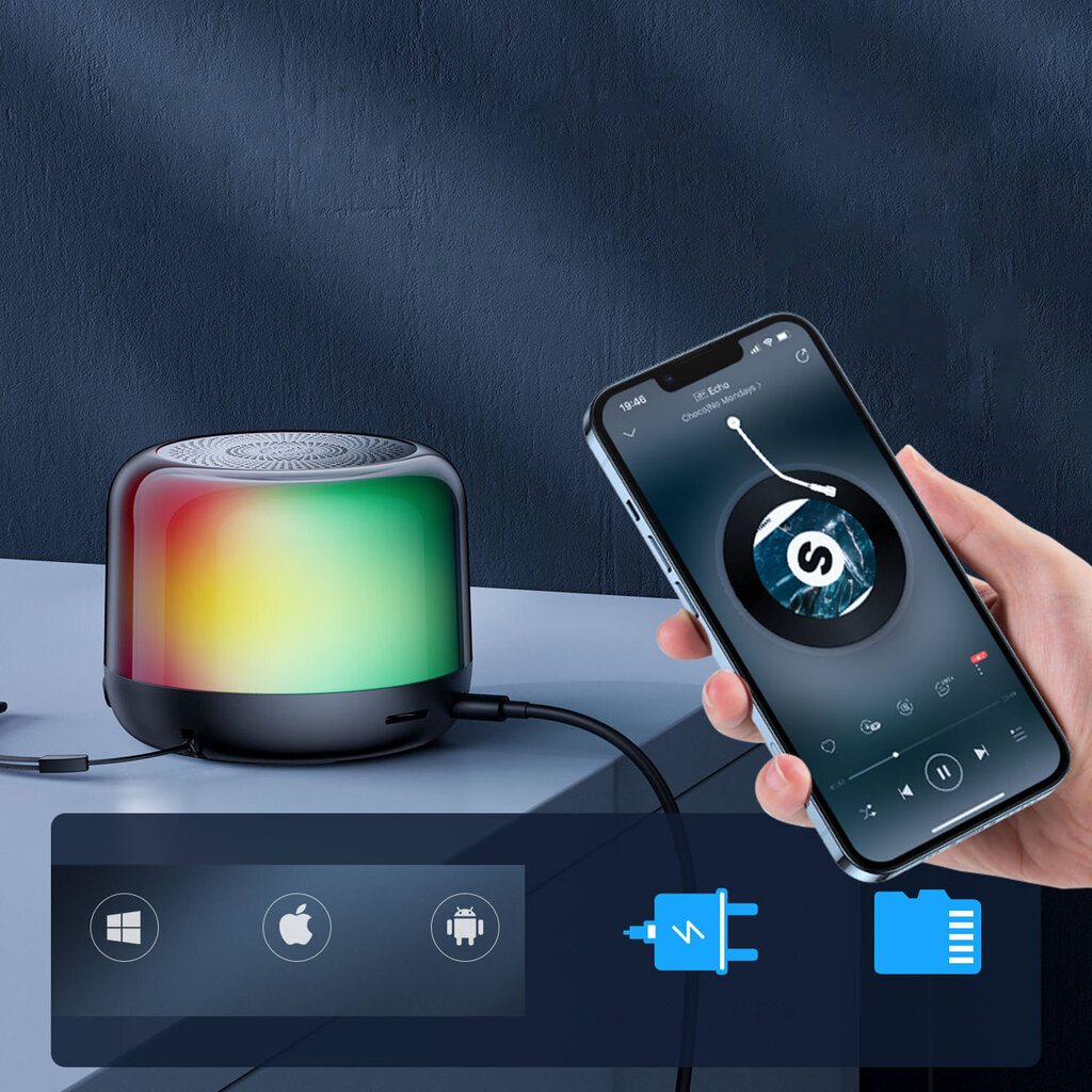 Joyroom JR-ML03, Bluetooth 5.0 RGB Wireless Speaker Black hind ja info | Kõlarid | kaup24.ee