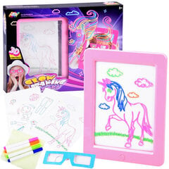 Valgustatud tahvel koos 3D prillidega TA0092 pliiats, roosa hind ja info | Arendavad mänguasjad | kaup24.ee