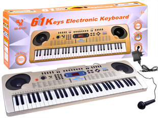 Klaveri klaviatuur mikrofoniga SD-6111A 61 klahvi, kuldne IN0149 hind ja info | Arendavad mänguasjad | kaup24.ee