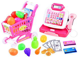 Kassaaparaat ja ostukorvi toiduga, roosat värvi ZA3882 цена и информация | Игрушки для девочек | kaup24.ee
