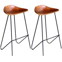 vidaXL baaripukid 2 tk, must ja pruun, ehtne nahk hind ja info | Söögilaua toolid, köögitoolid | kaup24.ee