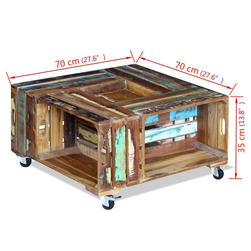 vidaXL kohvilaud taaskasutatud puidust 70 x 35 cm hind ja info | Diivanilauad | kaup24.ee