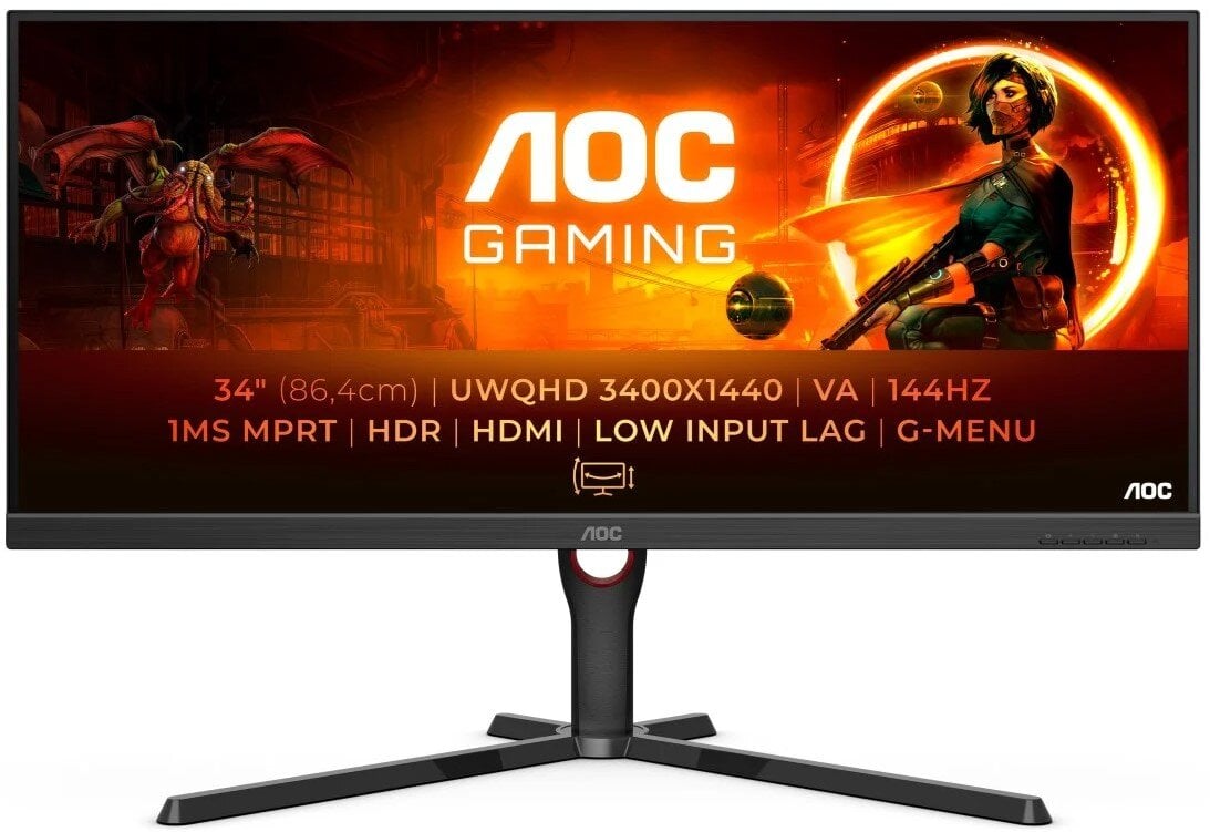 AOC 34" Ultra Wide Gaming Monitor U34G3XM/EU цена и информация | Monitorid | kaup24.ee