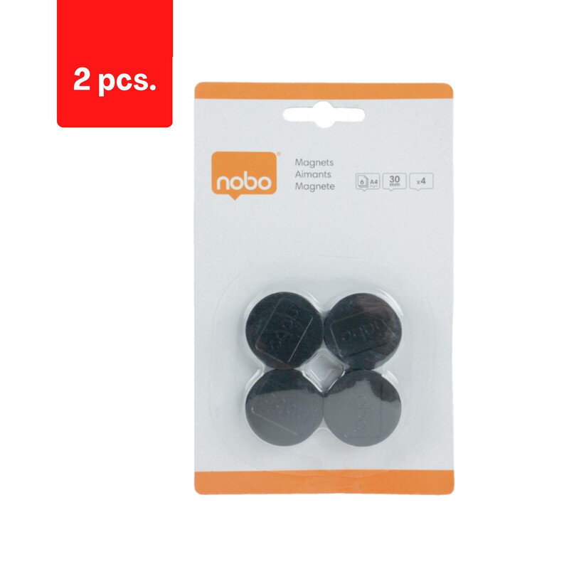Magnetid Nobo, 30 mm, 4 tk, must sp., pakend 2 tk hind ja info | Kirjatarbed | kaup24.ee