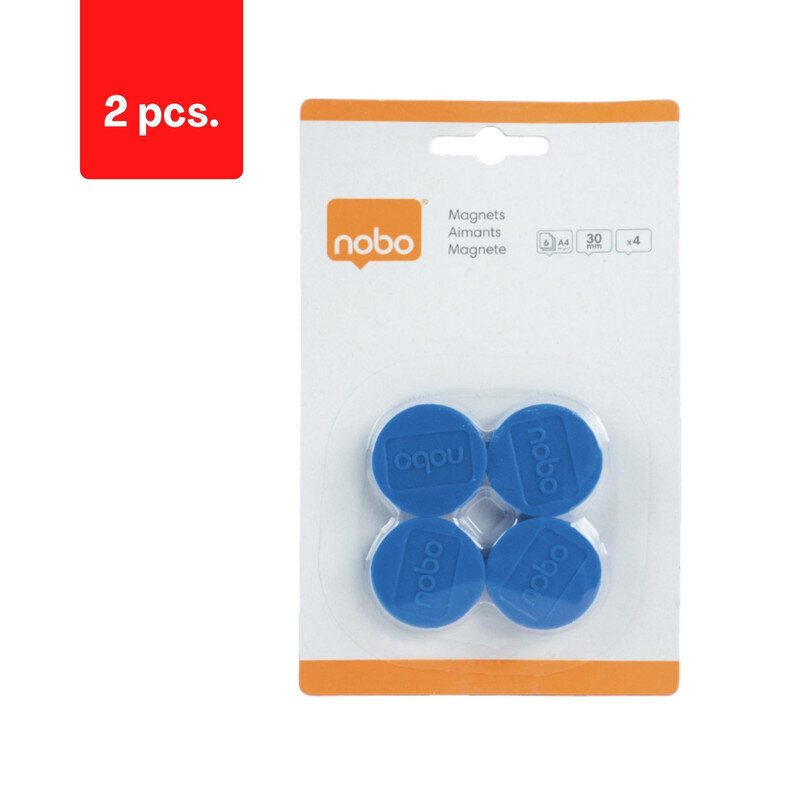 Magnetid Nobo, 30 mm, 4 tk, sinine sp., pakis 2 tk цена и информация | Kirjatarbed | kaup24.ee