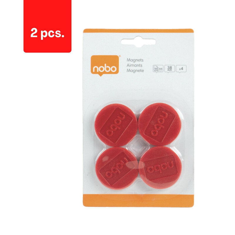 Magnetid Nobo, 38 mm, 4 tk, punane sp., pakis 2 tk hind ja info | Kirjatarbed | kaup24.ee