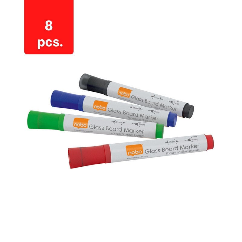 Klaastahvli markerid Nobo, 4 tk, sh. värvid, pakis 2 tk hind ja info | Kirjatarbed | kaup24.ee