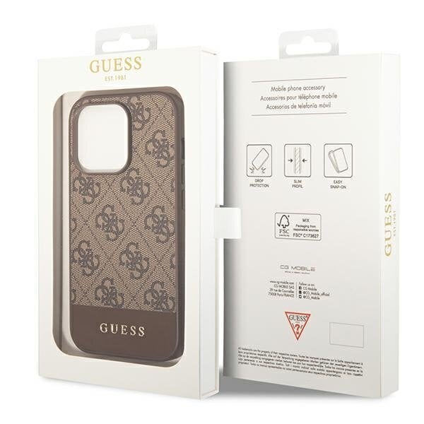 Guess GUHCP14LG4GLBR iPhone 14 Pro 6.1 "brown / brown hard 4G Stripe Collection hind ja info | Telefoni kaaned, ümbrised | kaup24.ee