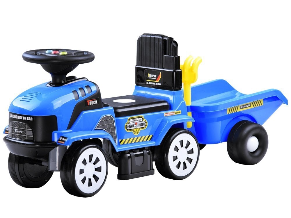 Tõuketraktor haagisega, meloodia ZA3746, sinine цена и информация | Imikute mänguasjad | kaup24.ee
