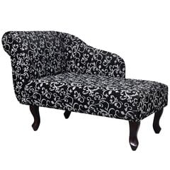Кушетка-кресло с подлокотником слева, тканевая, черная, цветочная цена и информация | Диваны | kaup24.ee