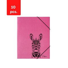 Mapp dokumentidele, vihikutele Pagna Zebra, A4, kummipaelaga, roosa, pakis 10 tk hind ja info | Kirjatarbed | kaup24.ee