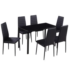 Обеденный стол и стулья, 7 шт.,черный цена и информация | Комплекты мебели для столовой | kaup24.ee