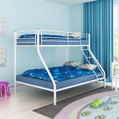 Кровать детская двухъярусная, 200x140/200x90 см, металлическая, белая цена и информация | Детские кровати | kaup24.ee