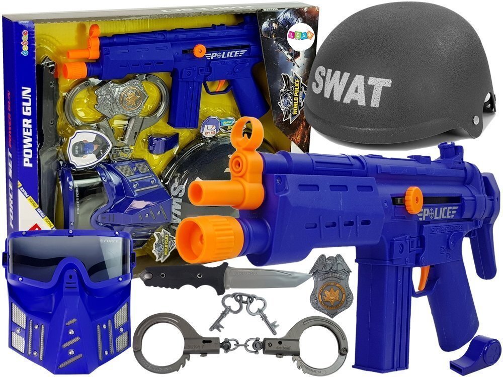 Mängupolitsei komplekt, mask, kiiver, märk, relv hind ja info | Poiste mänguasjad | kaup24.ee