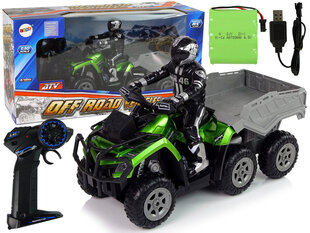 Haagisega ATV 1:10 Off-Road Green 2.4G hind ja info | Poiste mänguasjad | kaup24.ee