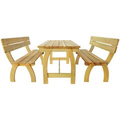 Комплект садовой мебели, 3 части, пропитанная сосновая древесина цена и информация | Комплекты уличной мебели | kaup24.ee