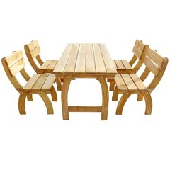 Комплект садовой мебели из 5 предметов, пропитанная сосновая древесина цена и информация | Комплекты уличной мебели | kaup24.ee