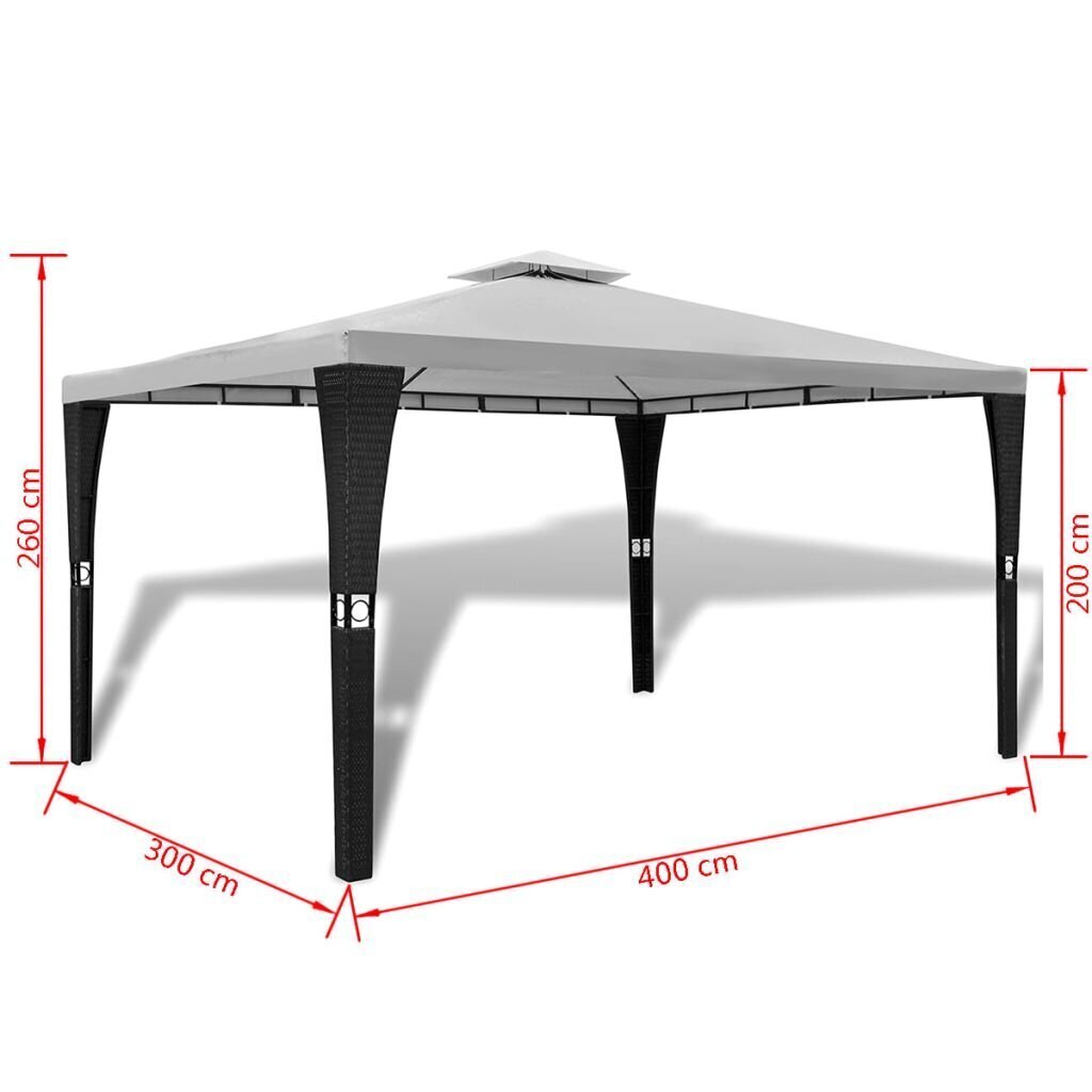 vidaXL varjualune, katusega, 3 x 4 m, kreemjas hind ja info | Varikatused ja aiapaviljonid | kaup24.ee