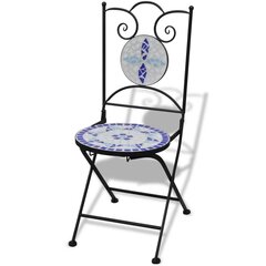 Кресла для кафе, 2 шт, с керамической мозаикой, отделка синим / белым цена и информация | Садовые стулья, кресла, пуфы | kaup24.ee
