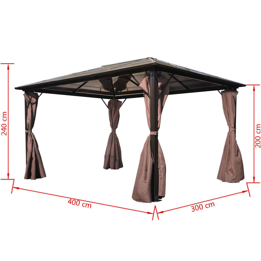 Alumiiniumist päevavari pruuni kardinaga vidaXL 400 x 300 cm hind ja info | Varikatused ja aiapaviljonid | kaup24.ee