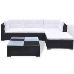Садовый набор мебели с подушками, 6 частей, чёрный / синий  цена и информация | Комплекты уличной мебели | kaup24.ee