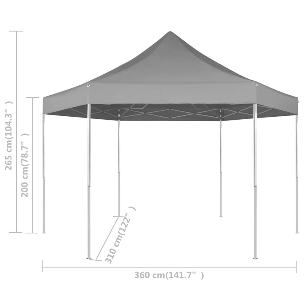 vidaXL kuusnurkne kokkupandav pop-up peotelk hall 3,6 x 3,1 m цена и информация | Varikatused ja aiapaviljonid | kaup24.ee