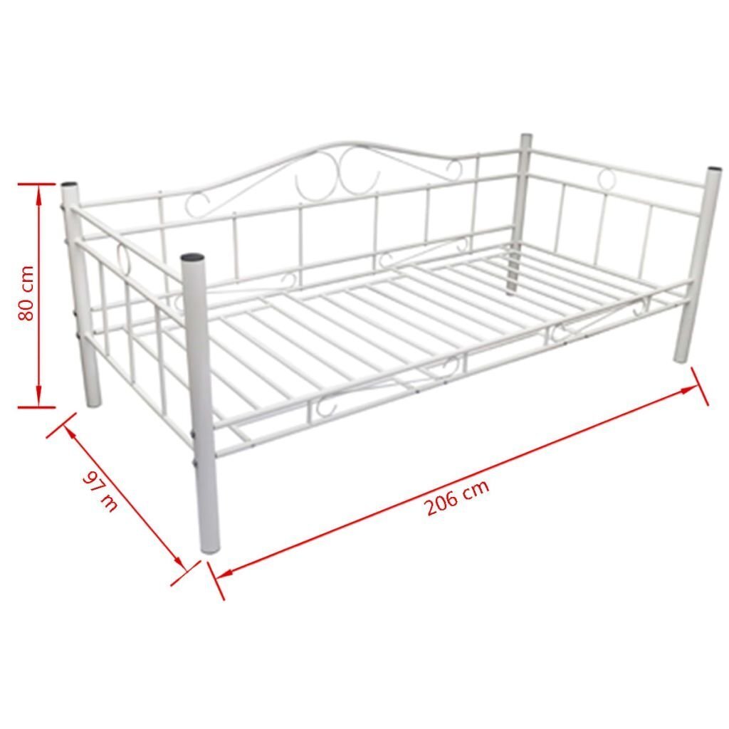 vidaXL päevavoodi, valge, metall, 90 x 200 cm hind ja info | Diivanid ja diivanvoodid | kaup24.ee