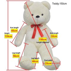 vidaXL XXL pehme kaisukaru valge 135 cm hind ja info | Pehmed mänguasjad | kaup24.ee
