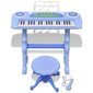 Laste mängusüntesaator tooli ja mikrofoniga, 37 klahvi, sinine hind ja info | Arendavad mänguasjad | kaup24.ee