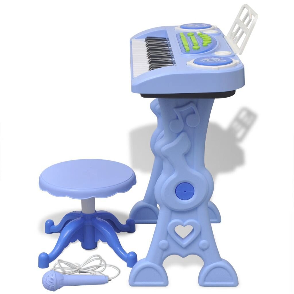 Laste mängusüntesaator tooli ja mikrofoniga, 37 klahvi, sinine цена и информация | Arendavad mänguasjad | kaup24.ee
