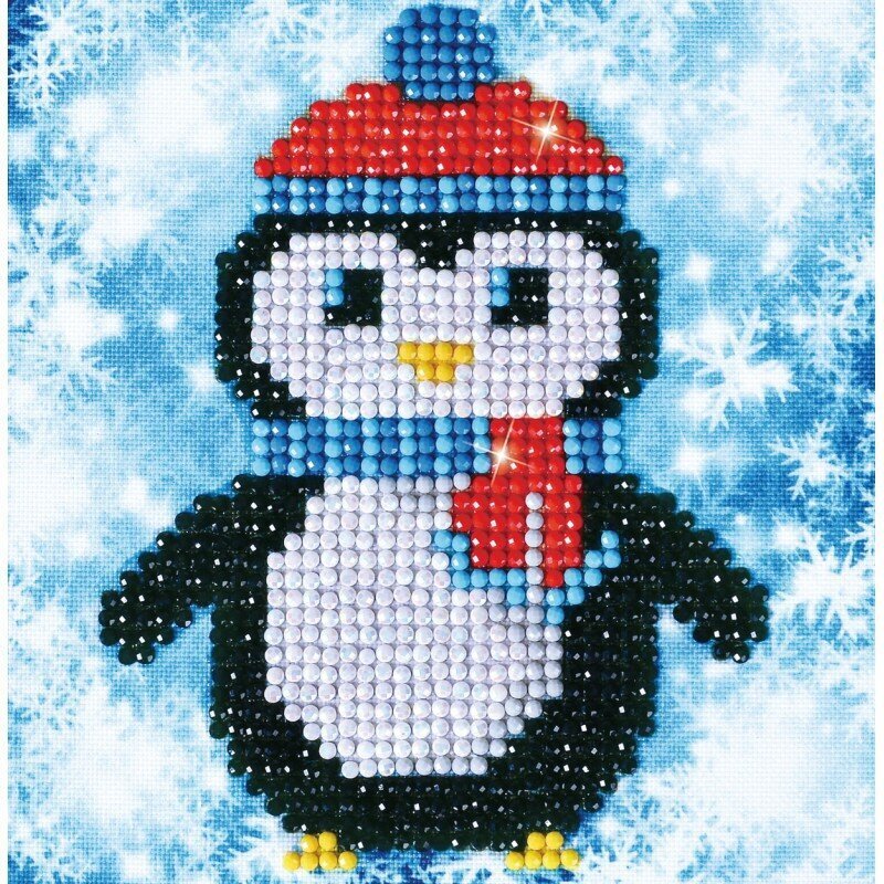 Teemantmosaiik Christmas Penguin Picture, 13,54x13,54 cm цена и информация | Teemantmaalid, teemanttikandid | kaup24.ee