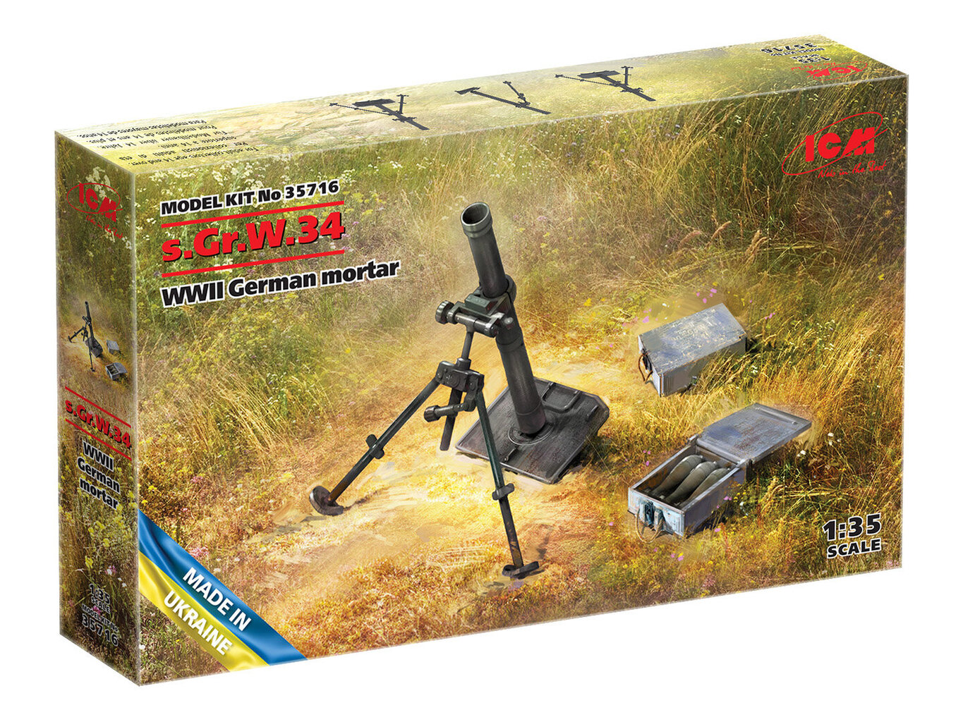 Liimitav mudel ICM 35716 s.Gr.W.34 WWII German mortar 1/35 hind ja info | Liimitavad mudelid | kaup24.ee