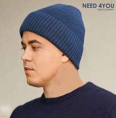 Мужская шапка Need 4You, синий, merino wool цена и информация | Мужские шарфы, шапки, перчатки | kaup24.ee