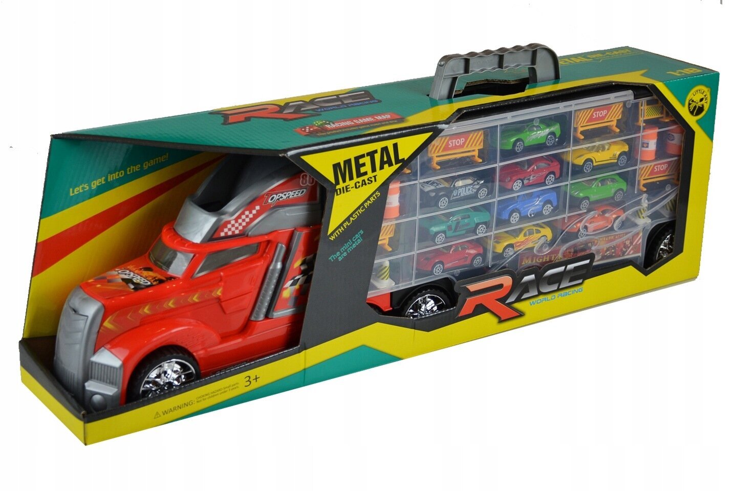 Metallautodega veoauto, 11 autot haagisel цена и информация | Poiste mänguasjad | kaup24.ee