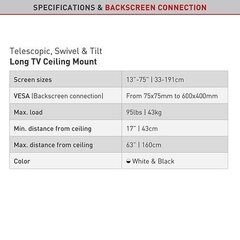 Teleri laekinnitus Barkan 4500L цена и информация | Кронштейны и крепления для телевизоров | kaup24.ee