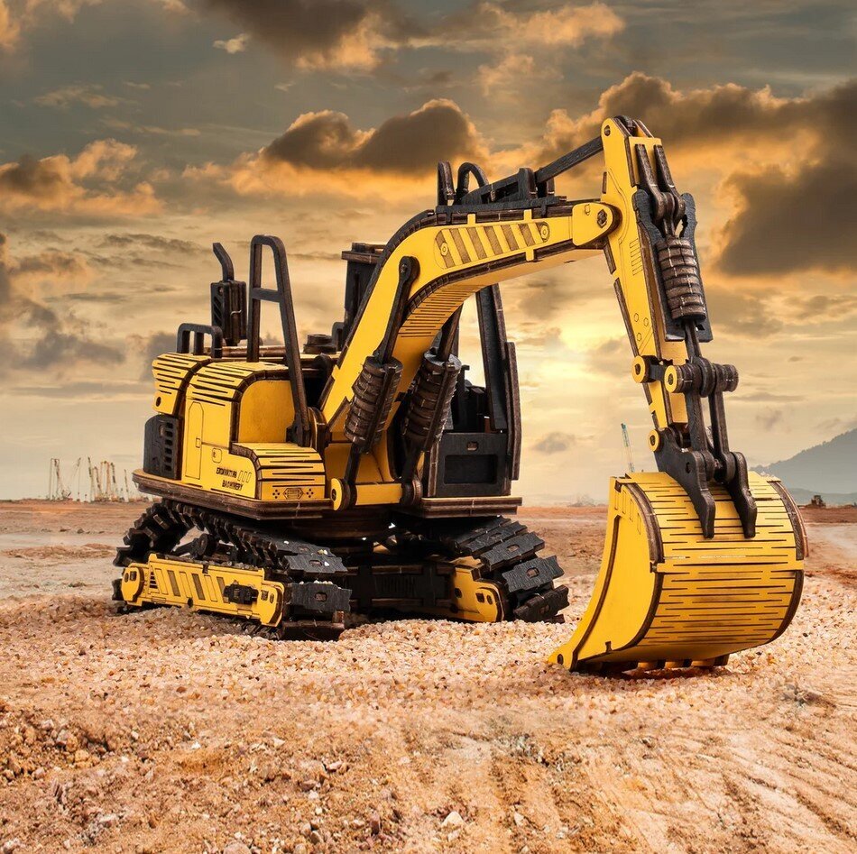 3D puidust konstruktor Excavator hind ja info | Klotsid ja konstruktorid | kaup24.ee