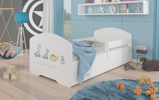 Voodi ADRK Furniture Pepe Barrier Dinosaurs, 140x70 cm, valge цена и информация | Детские кровати | kaup24.ee