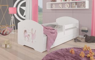 Кровать ADRK Furniture Pepe Barrier Ballerina with Unicorn, 140x70 см, белый цвет цена и информация | Детские кровати | kaup24.ee