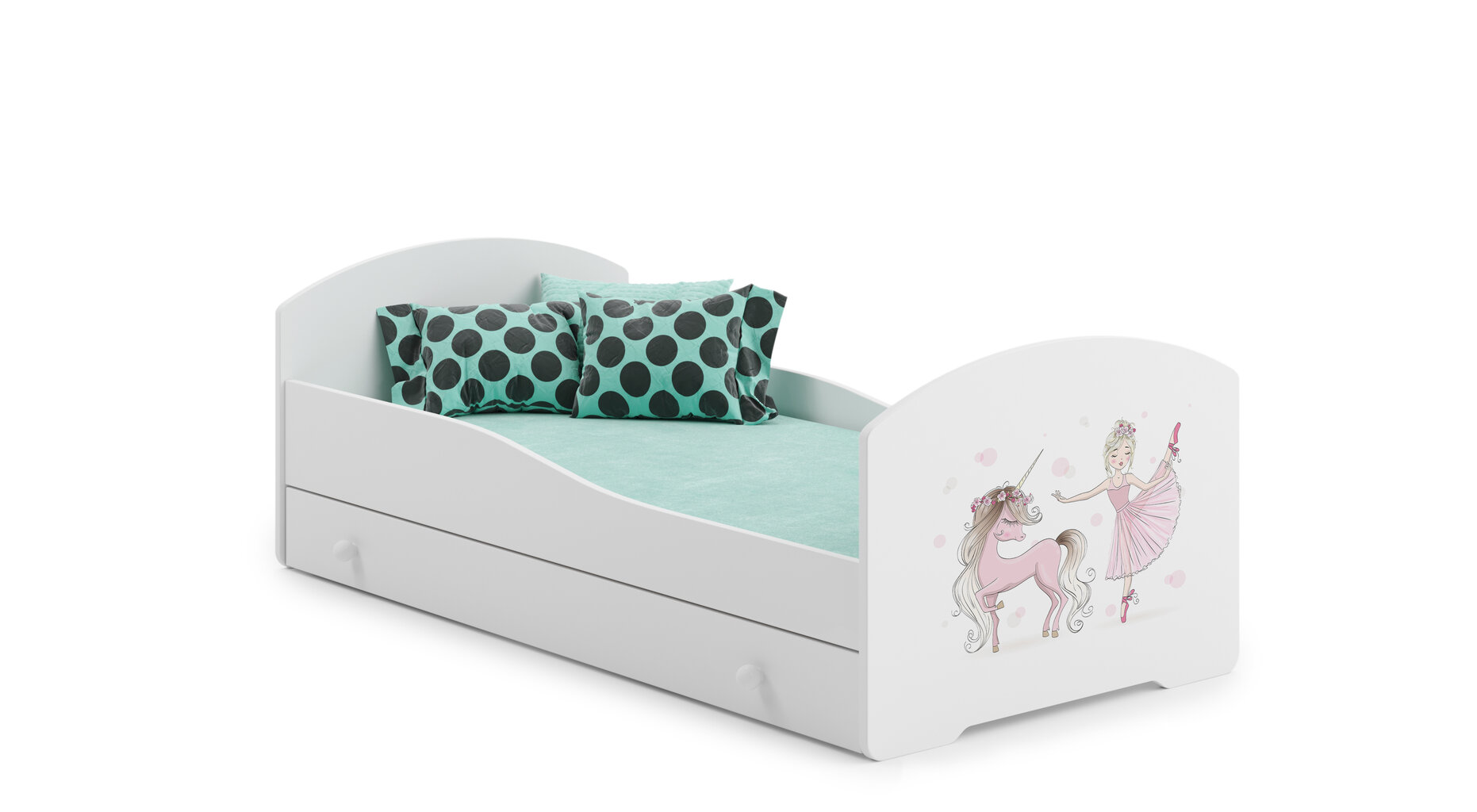 Voodi ADRK Furniture Pepe Ballerina with Unicorn, 140x70 cm, valge цена и информация | Lastevoodid | kaup24.ee